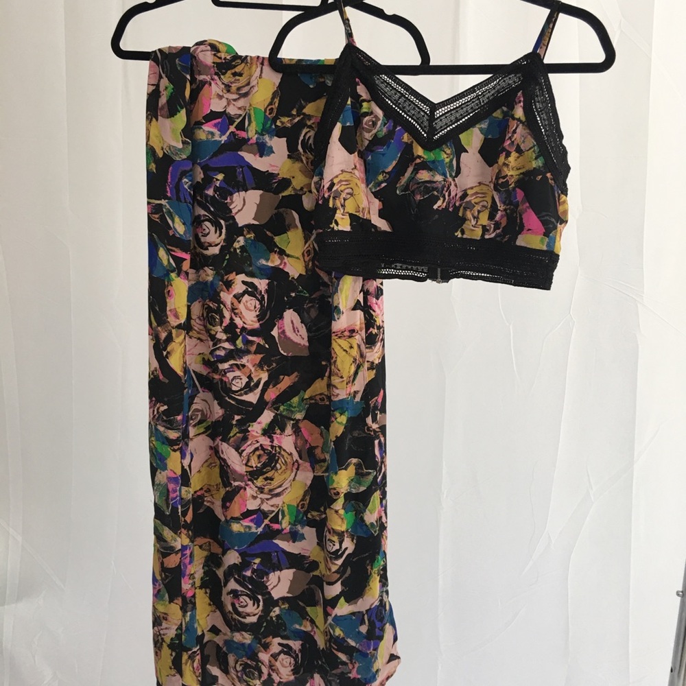 Colorful Floral Crop-Top and Matching Maxi Skirt
